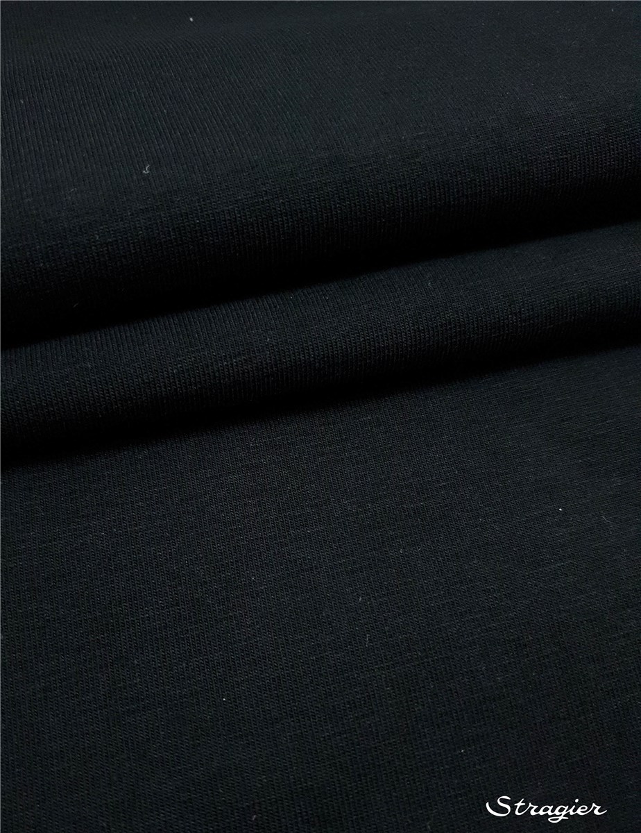Jersey Coton Stretch BIO 200g/m² - uni - Noir 
