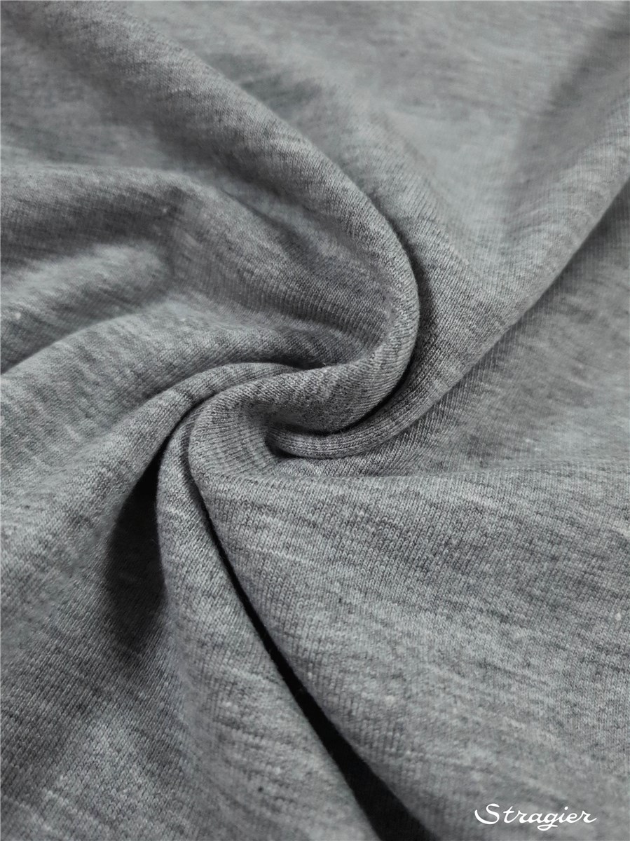 Jersey coton Stretch chiné - 215g/m² - uni - Gris perle chiné 