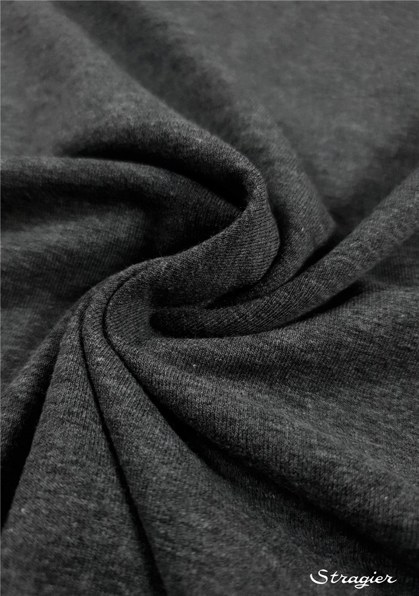 Jersey coton Stretch chiné - 215g/m² - uni - Gris foncé chiné 