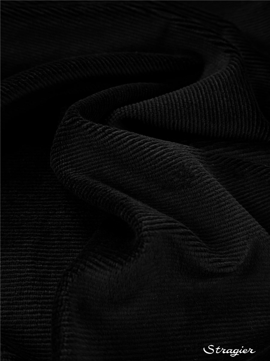 Maille Velours milleraies stretch - Côtes 2mm - Noir