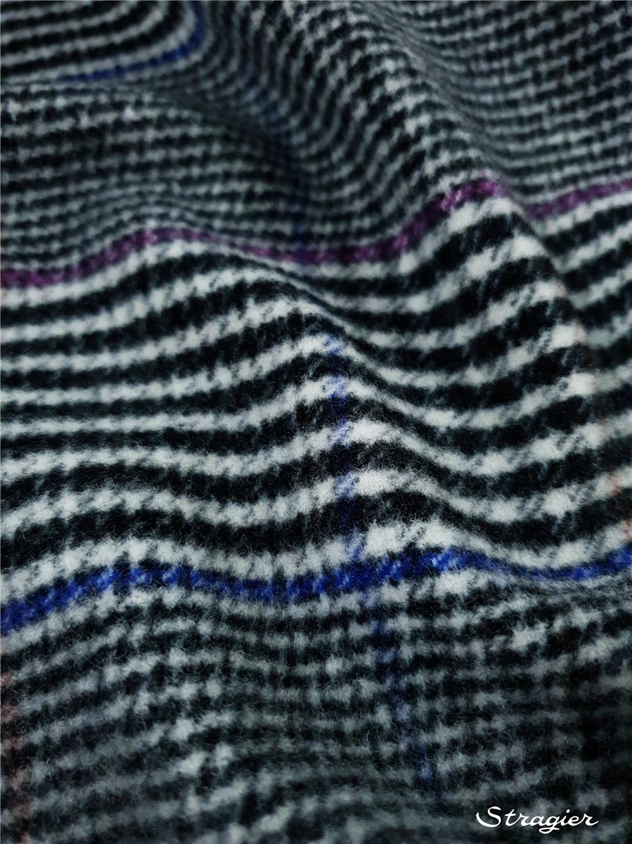 Velvet Wool - Coat - Prince de Galles - Noir et Ecru