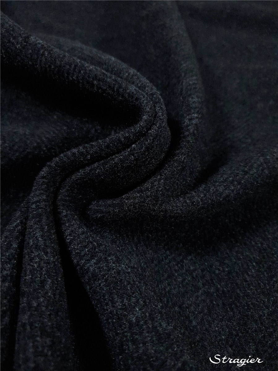 Laine Velours Manteau - Chevrons - Anthracite 