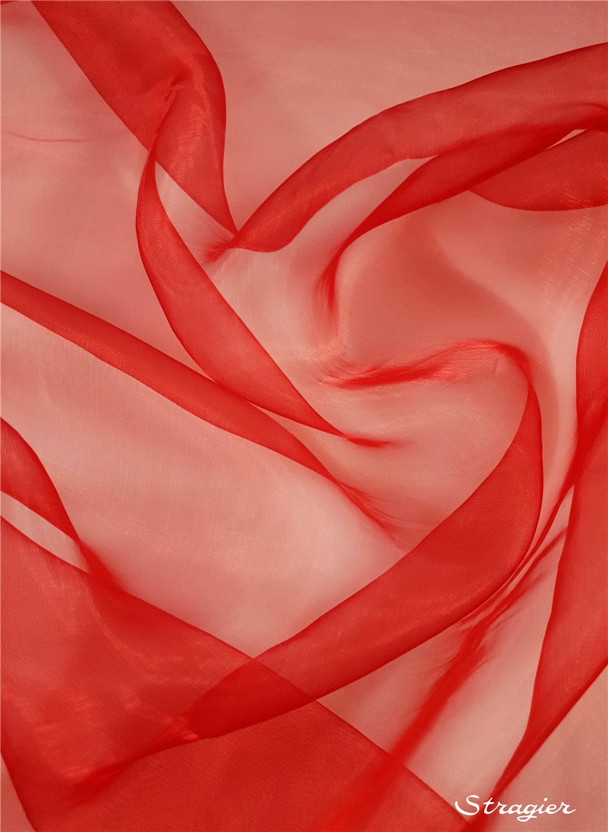polyester Organza - uni - Rouge Rubis