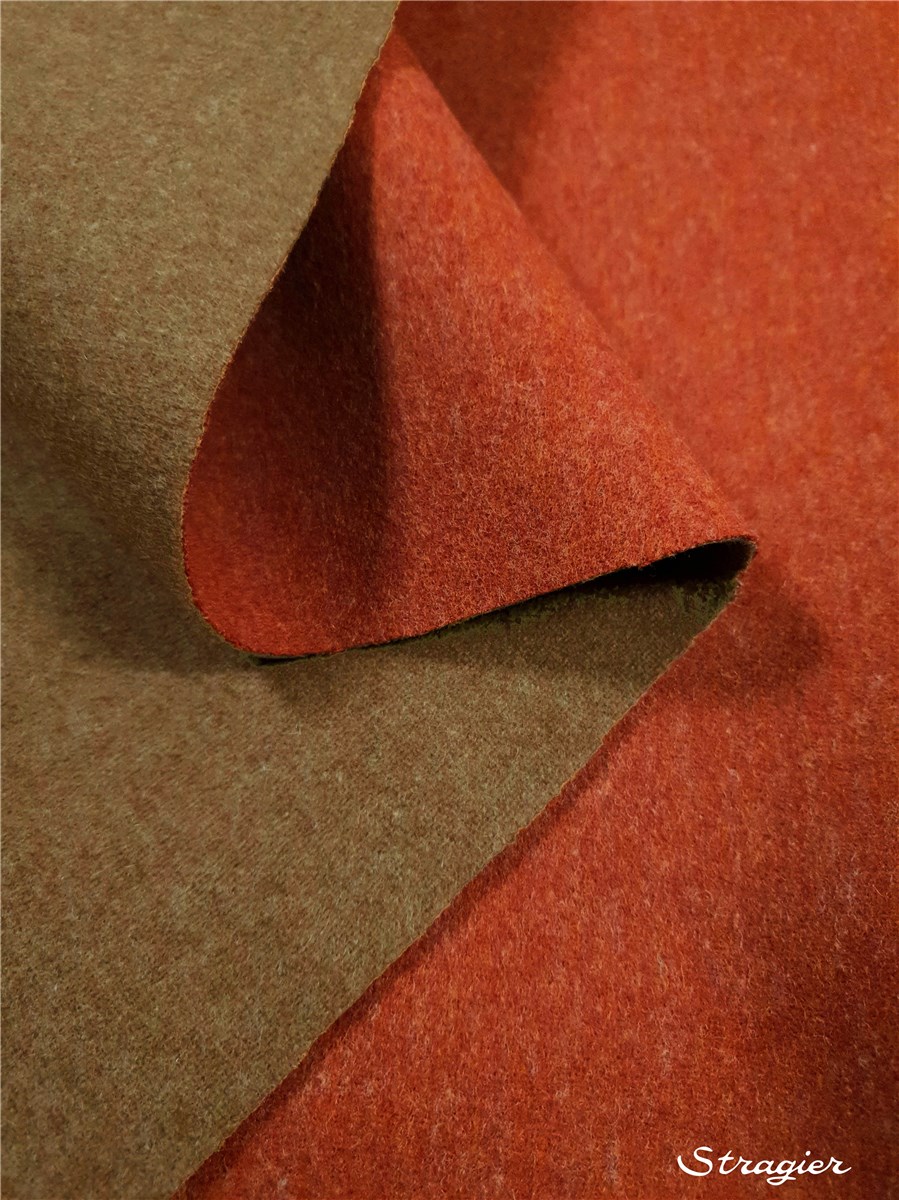 Fulled Wool - Double Face - Plain - Terracotta - Camel