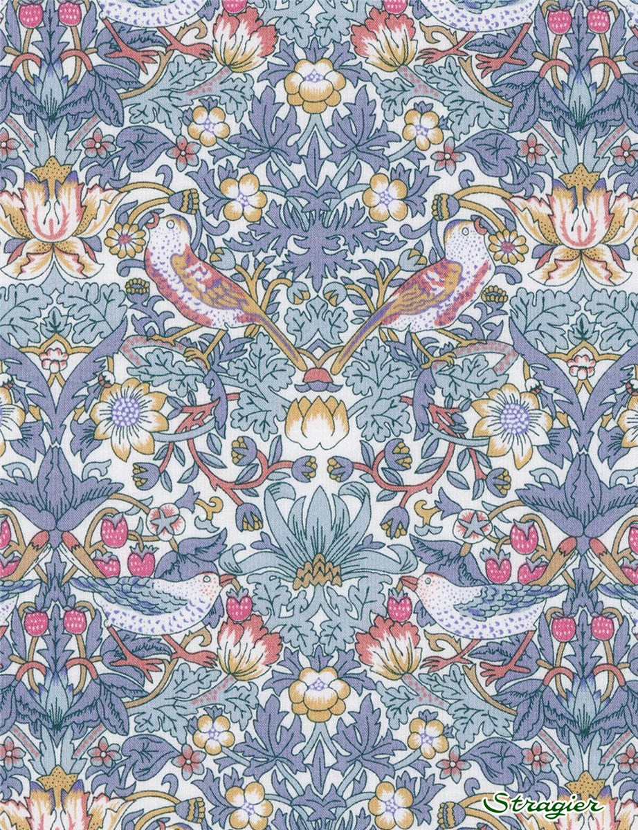 Liberty Tana Lawn BIO - Strawberry Thief Spring - Bleu 