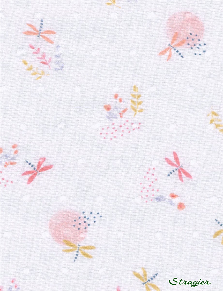 Cotton Batiste - Swiss Dots - Libellule - Pierre précieuse