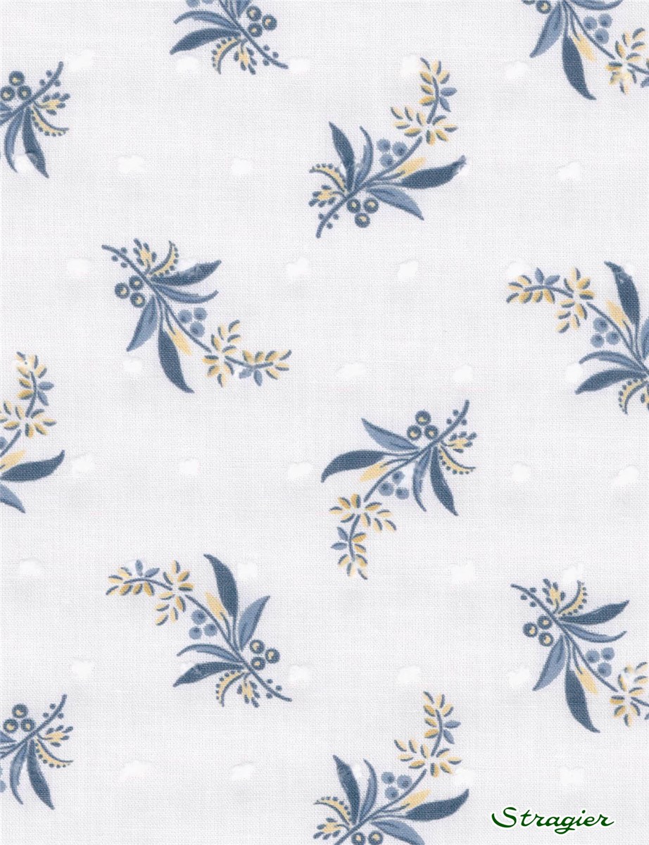 Batiste de Coton Plumetis - Eléonore - Bleu-Paille 