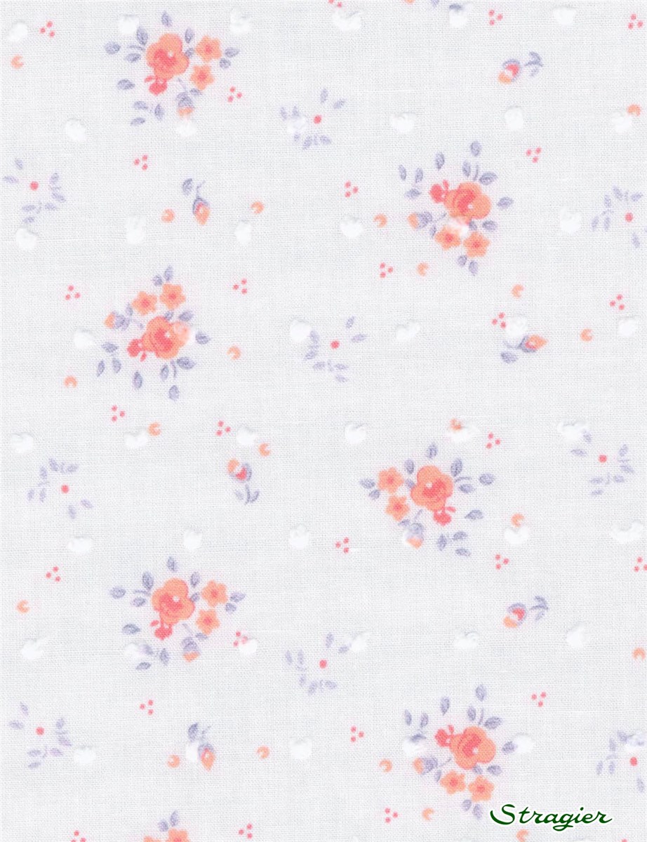 Batiste de Coton Plumetis - Catherine - Lavande-Corail