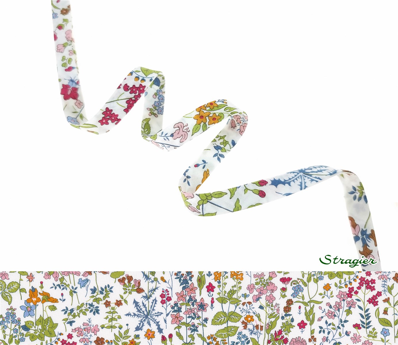 Liberty Bias Binding - 9014 Field Flowers - Grenade - 10 mm