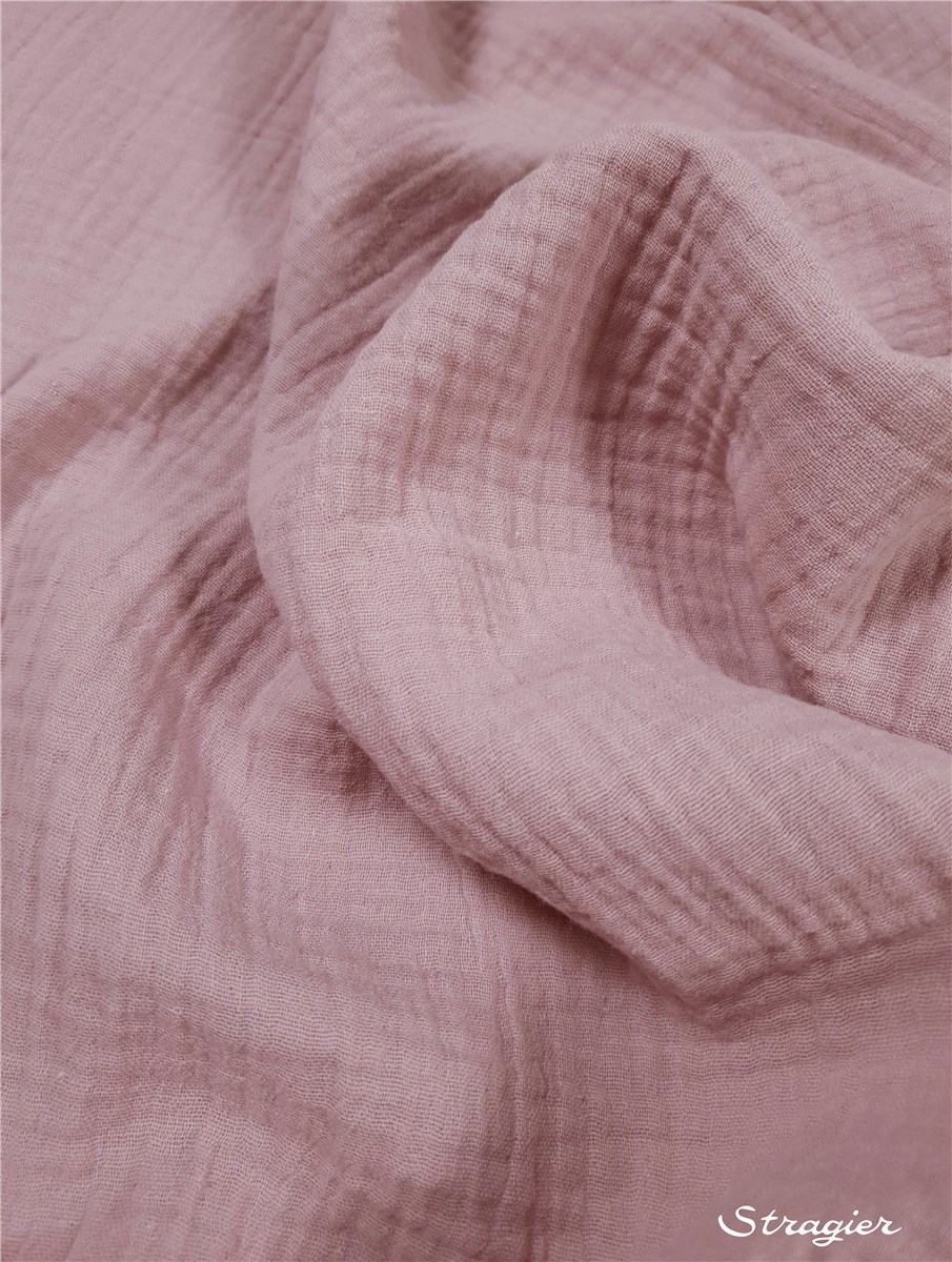 Double Gauze - Organic Cotton - Uni - Rose grisé clair