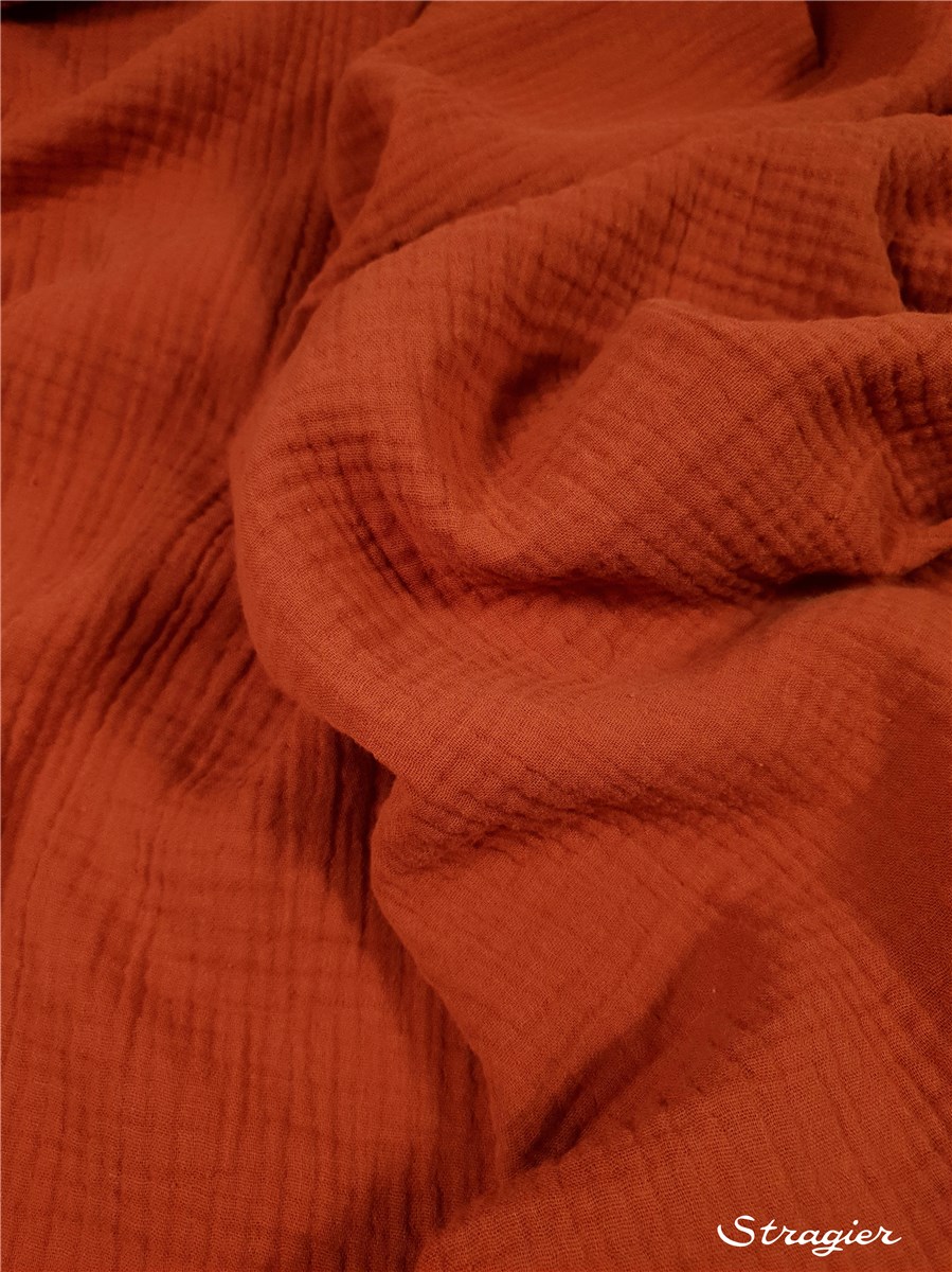 Double Gauze - Organic Cotton - Uni - Cayenne
