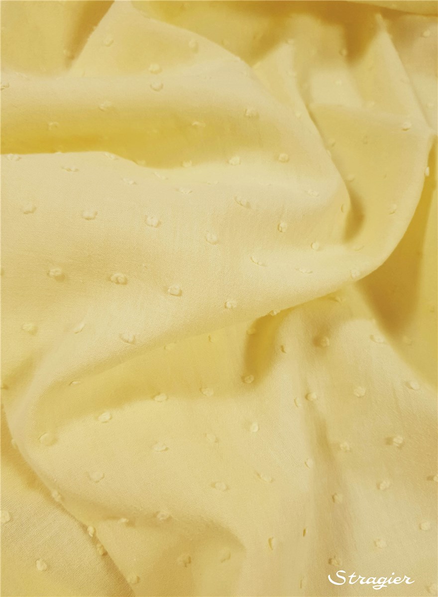 Batiste de Coton Plumetis - uni - Jaune Paille 