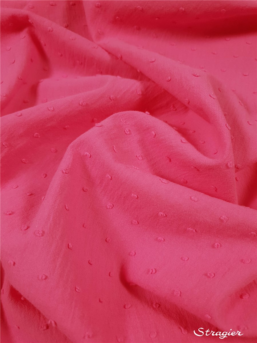 Batiste de Coton Plumetis - uni - Fuchsia 
