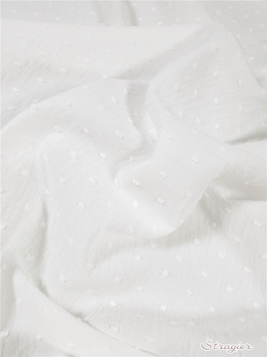 Batiste de Coton Plumetis - uni - Blanc