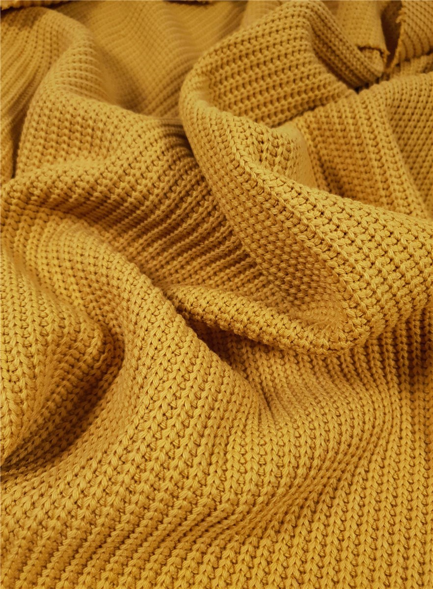 Tricot côtes 5mm - Coton - Uni - Safran 