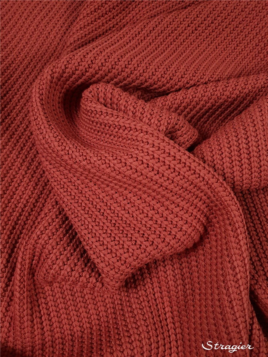 Tricot côtes 5mm - Coton - Uni - Rose Corail 