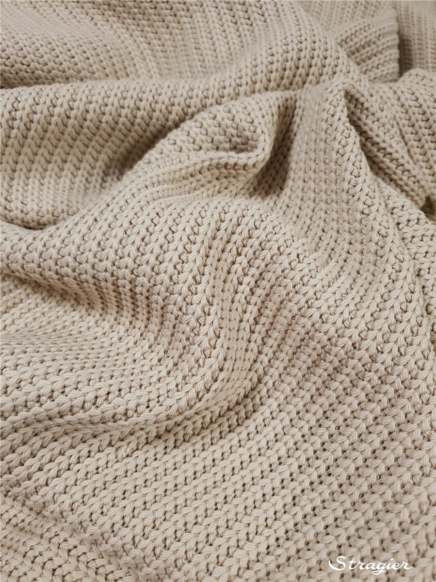 Tricot côtes 5mm - Coton - Uni - Beige Lin