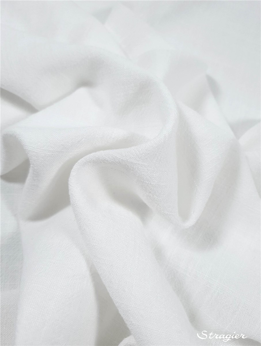 Lin-Viscose Lavé - super Soft - uni - Blanc