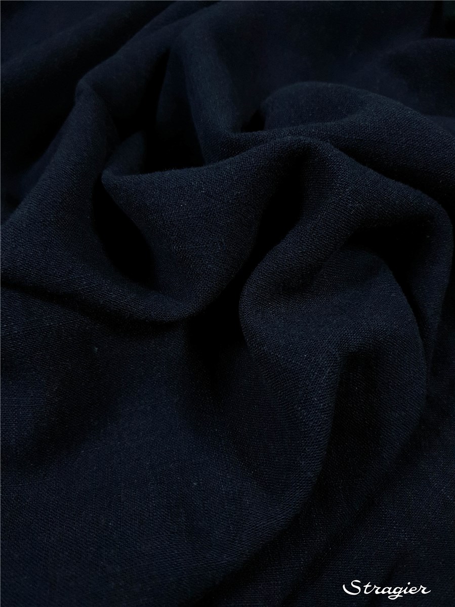 Lin-Viscose Lavé - super Soft - uni - Marine