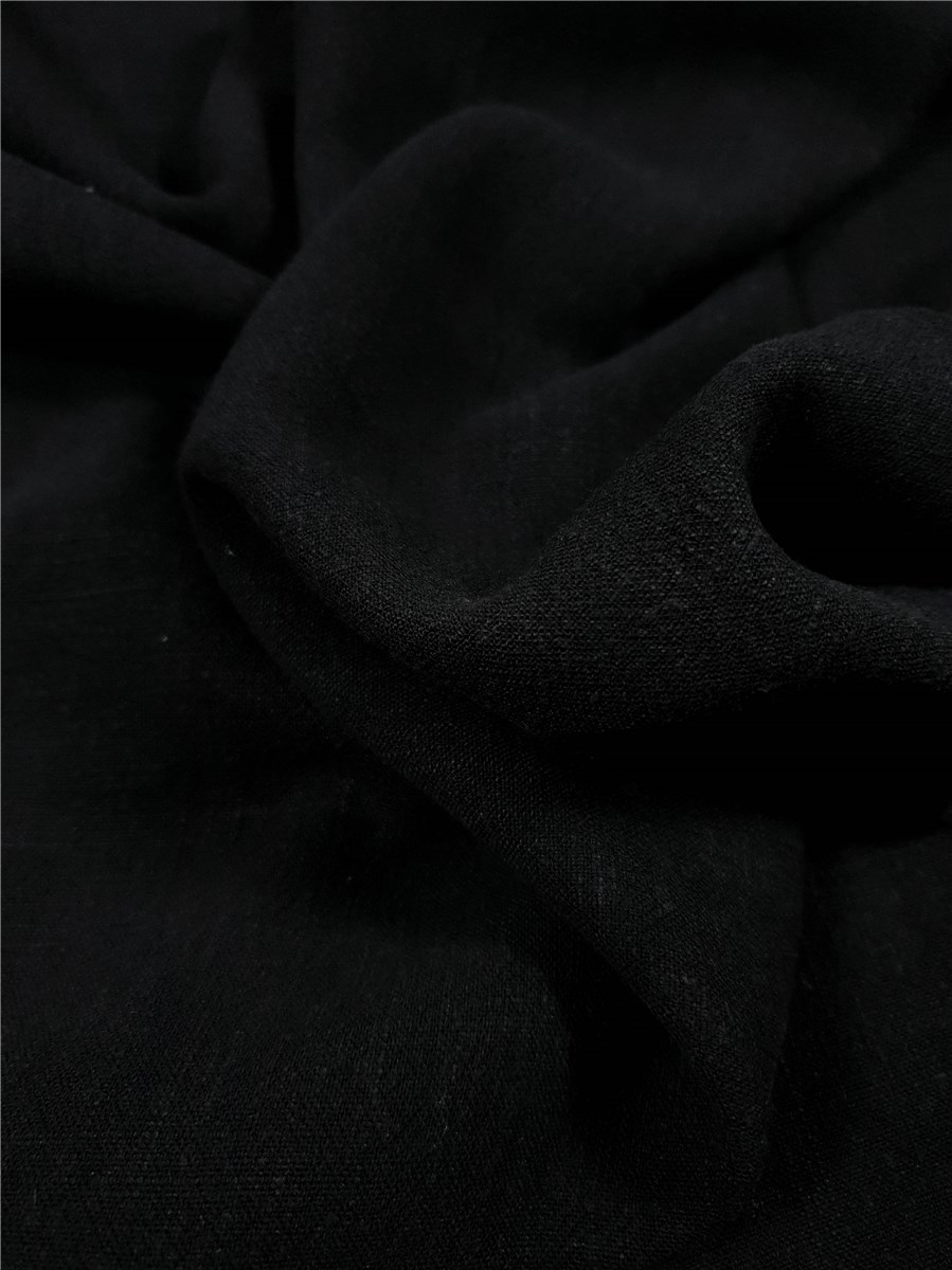 Lin-Viscose Lavé - super Soft - uni - Noir