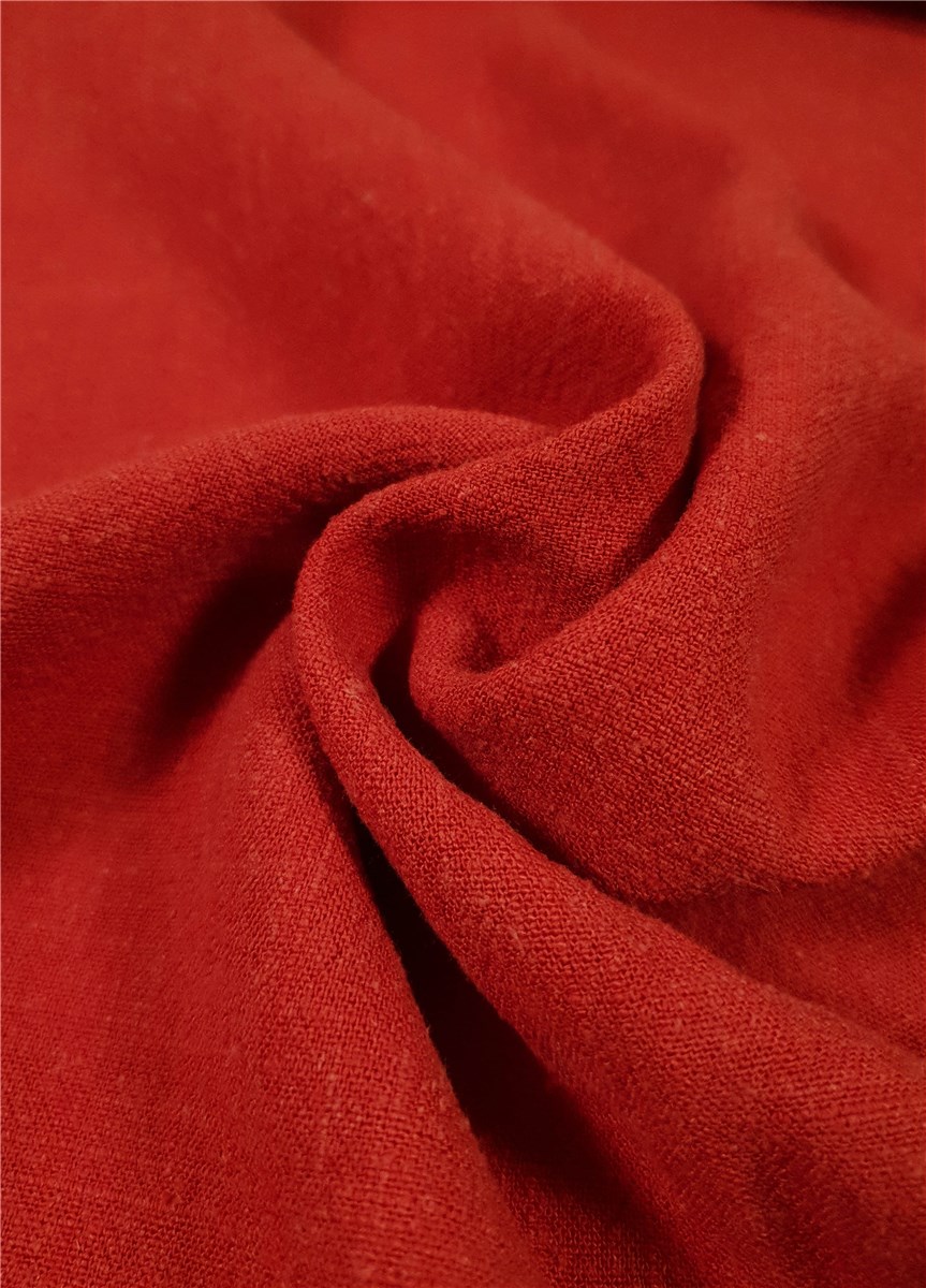 Lin-Viscose Lavé - super Soft - uni - Rouge