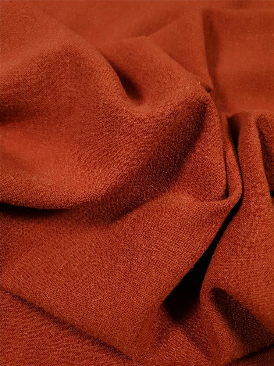Linen-viscose - Washed - super soft - uni - Terracotta
