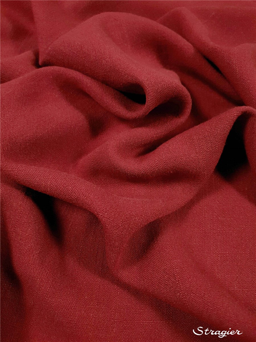 Lin-viscose Lavé - super Soft - uni - Rouge Marsala 