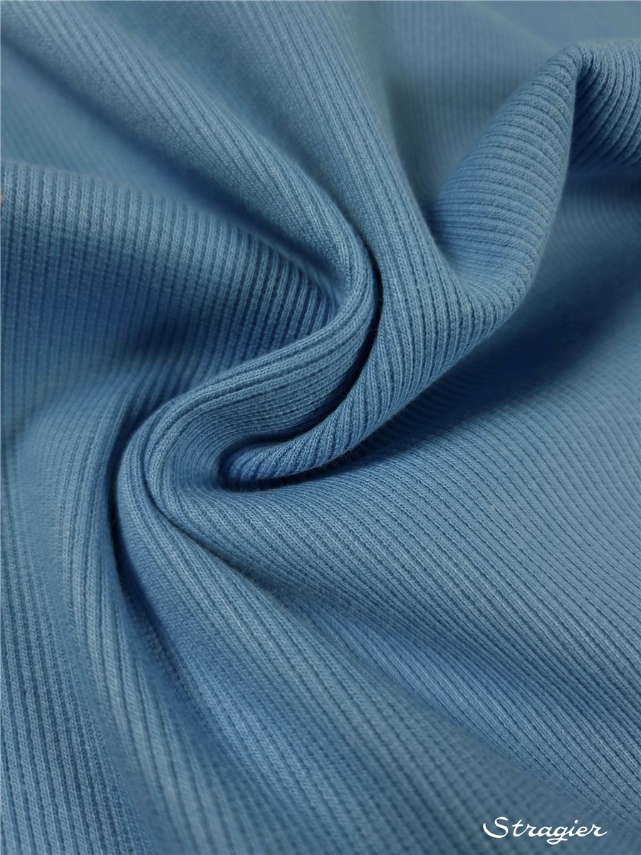 Organic Cotton Knitted Ribbing 2x2 - stretch - Plain - Bleu Optimiste