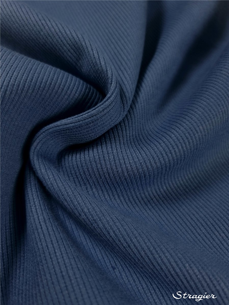 Bord Côte 2x2 - Coton BIO Stretch - Uni - Bleu Océan 