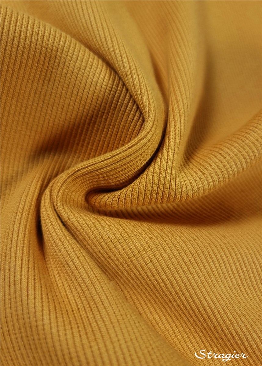 Organic Cotton Knitted Ribbing 2x2 - stretch - Plain - Safran