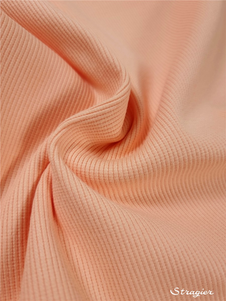 Organic Cotton Knitted Ribbing 2x2 - stretch - Plain - Pêche claire