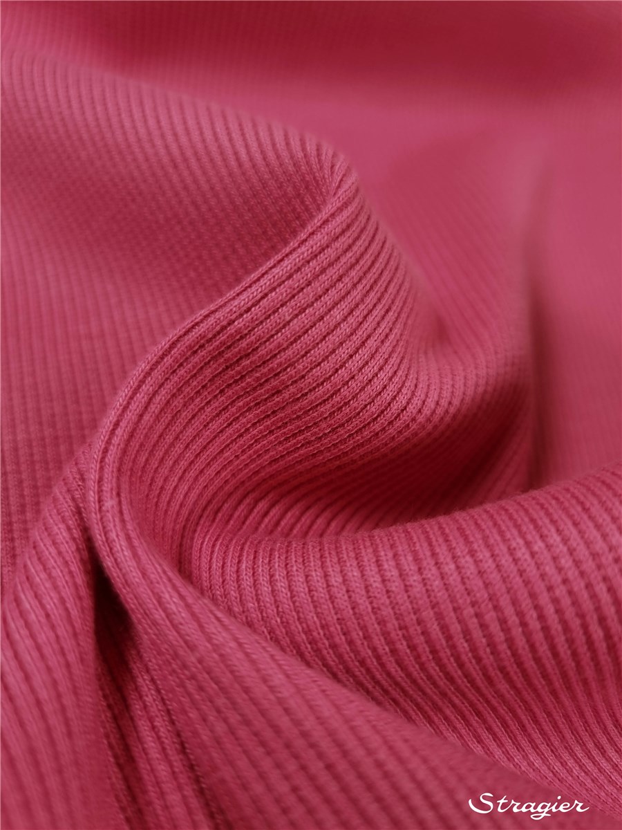 Bord Côte 2x2 - Coton BIO Stretch - Uni - Framboise givrée
