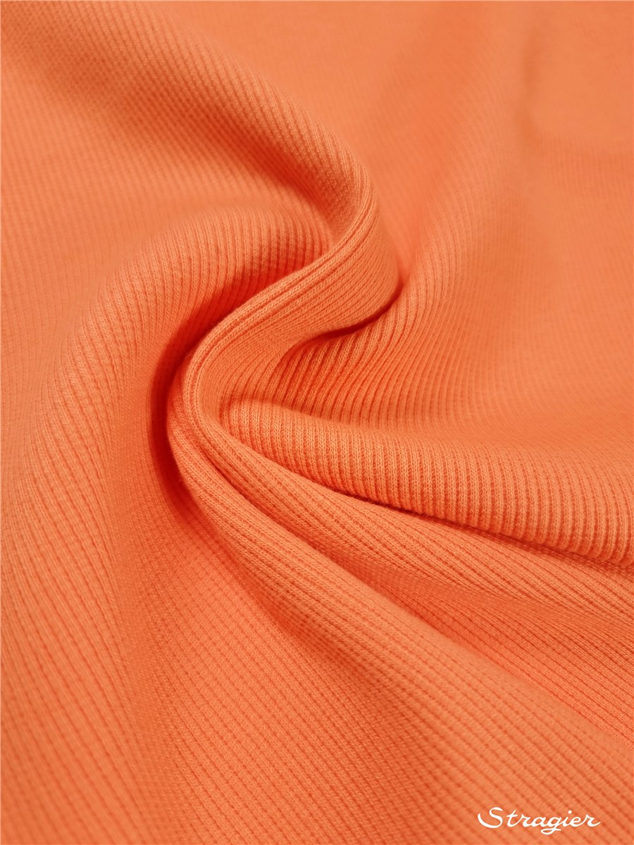 Bord Côte 2x2 - Coton BIO Stretch - Uni - Pêche