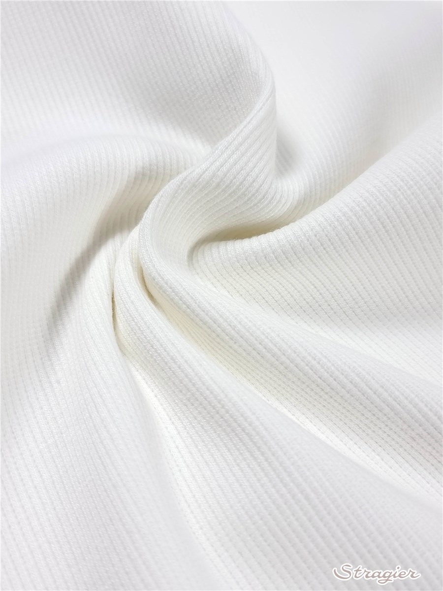 Organic Cotton Knitted Ribbing 2x2 - stretch - Plain - Porcelaine