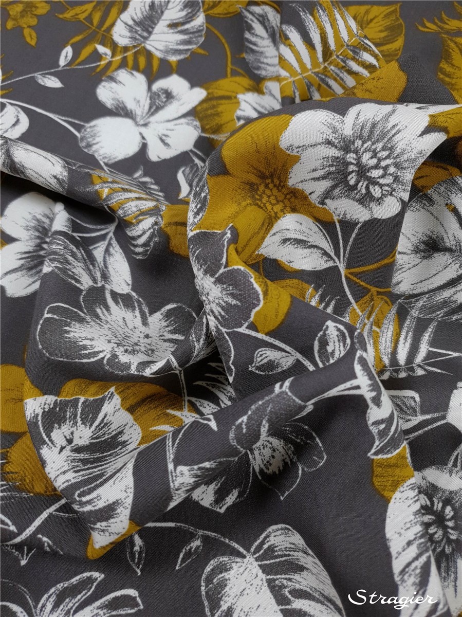 Javanaise Viscose - Garrigue - Graphite-Moutarde 