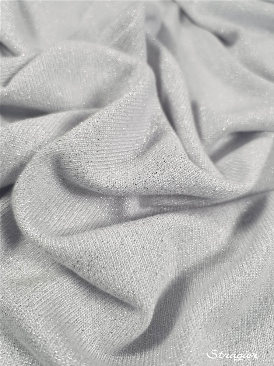 Maille Viscose Lurex - souple et douce - uni - Gris Perle-Argent 
