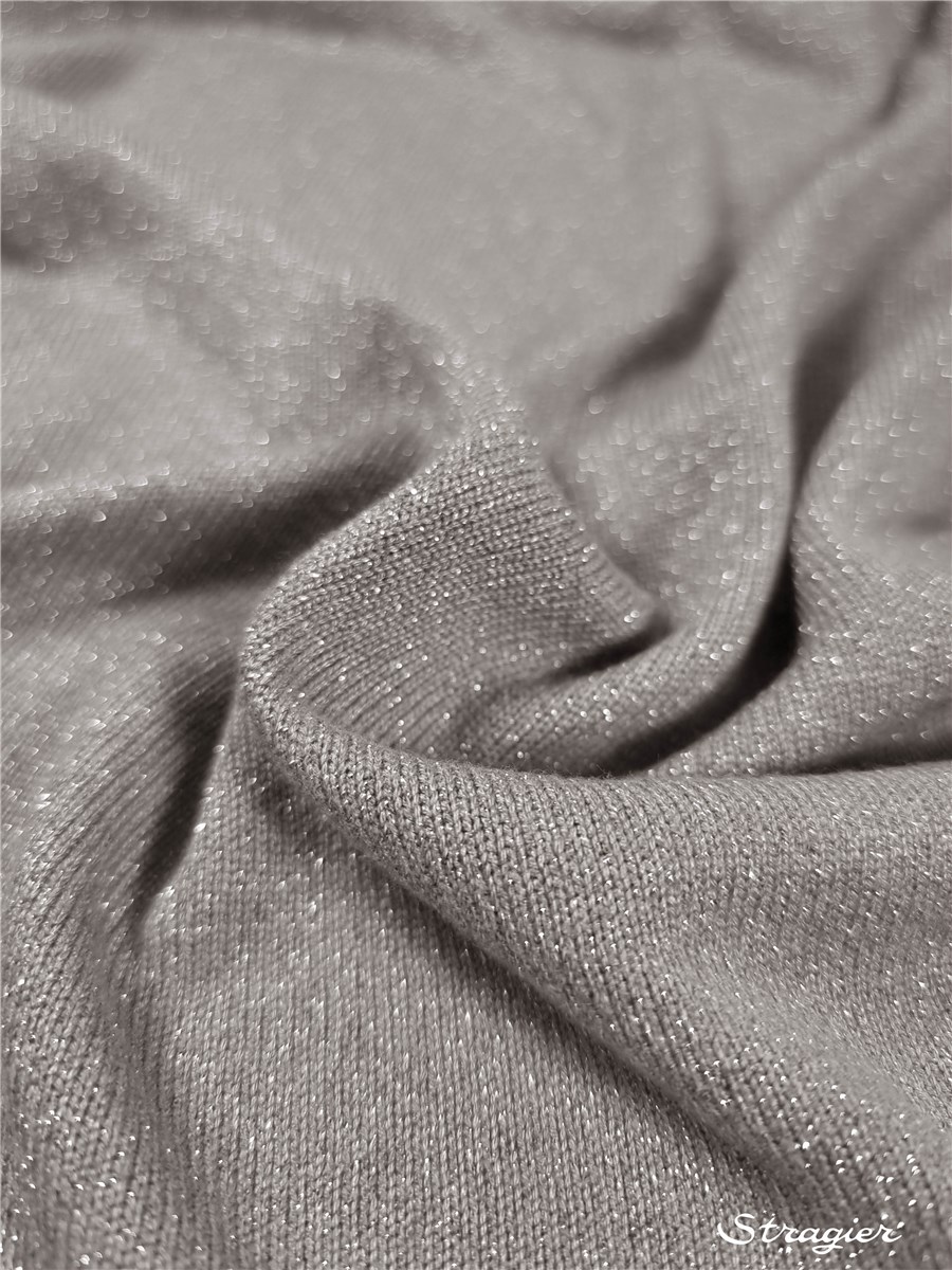 Maille Viscose Lurex - souple et douce - uni - Gris-Argent 