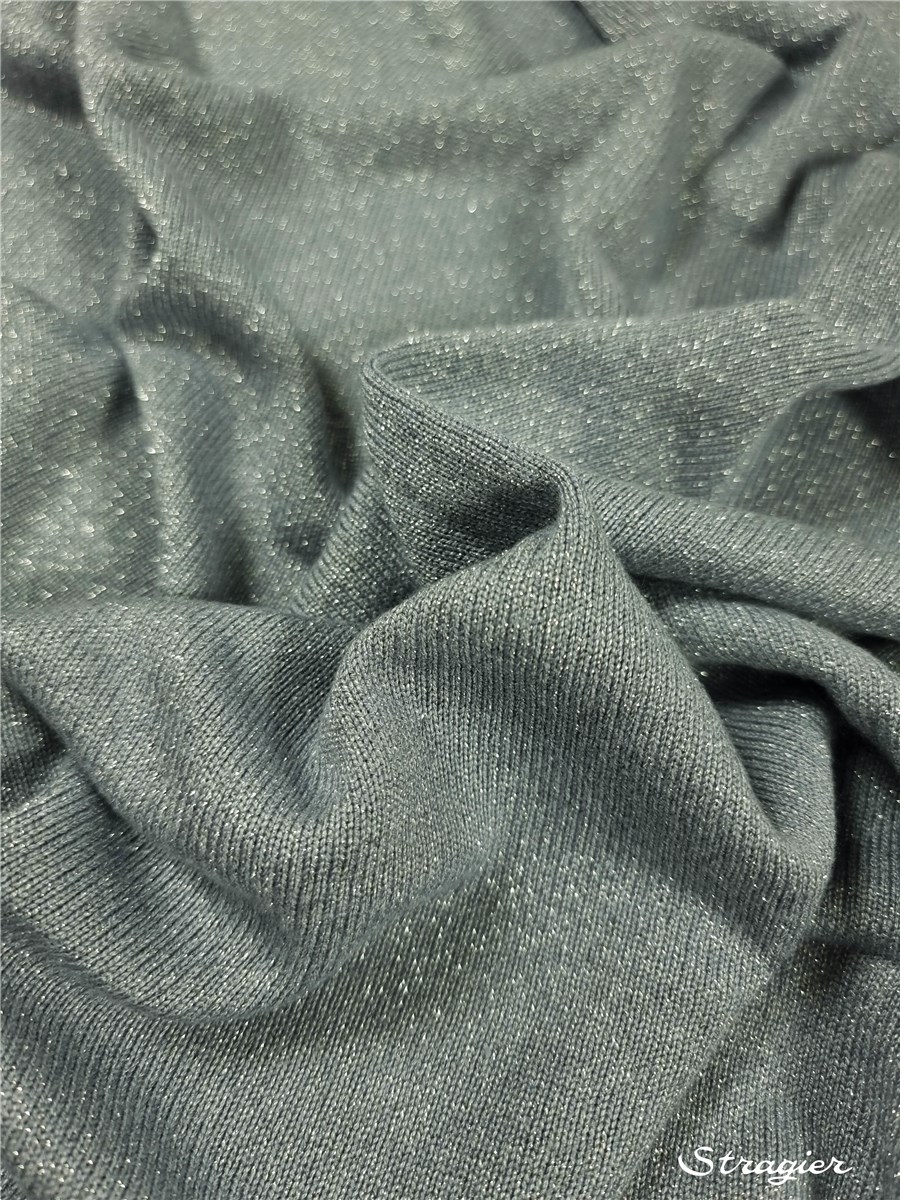 Maille Viscose Lurex - souple et douce - uni - Vert de Gris-Argent 