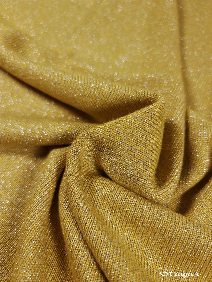 Maille Viscose Lurex - souple et douce - uni - Moutarde-Argent 