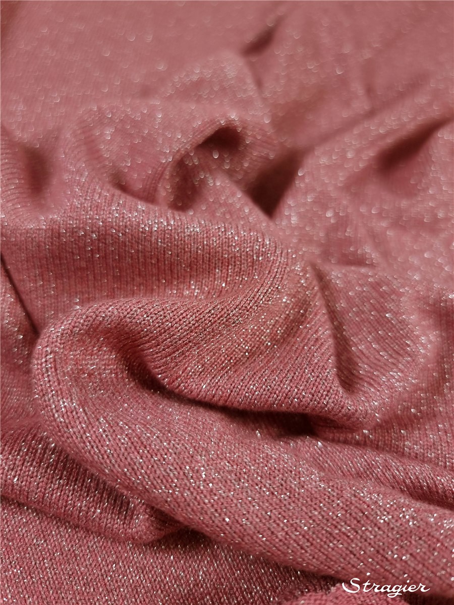 Maille Viscose Lurex - souple et douce - uni - Rose Antique-Argent