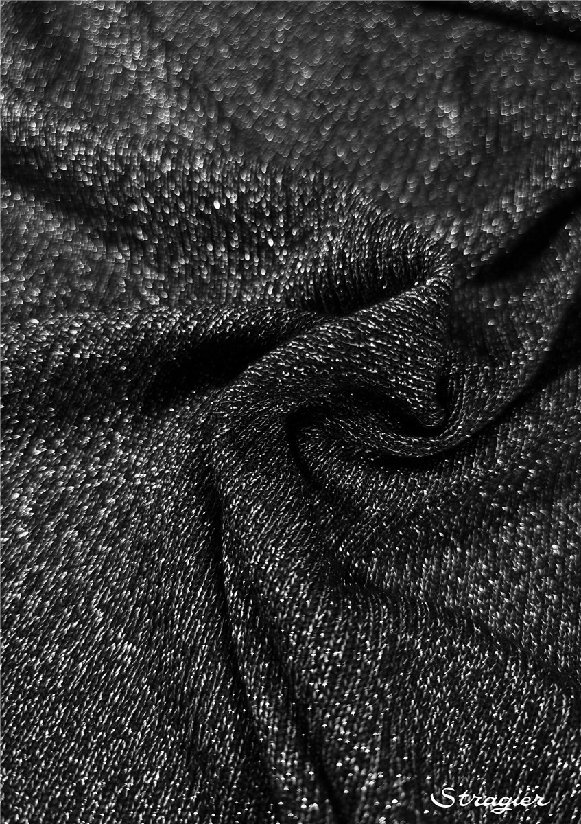Maille Viscose Lurex - souple et douce - uni - Noir-Argent 