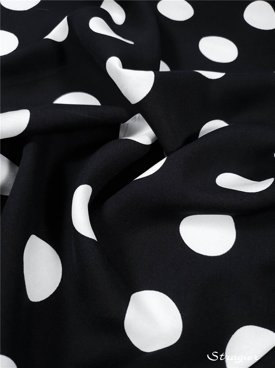 Viscose - Pois 35mm - Noir et Blanc