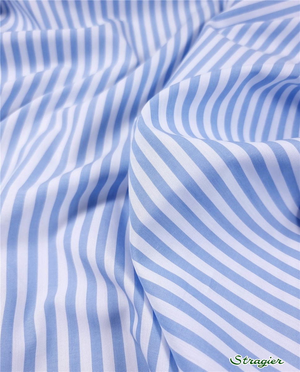 Poplin - Rayure 5 mm - Azur