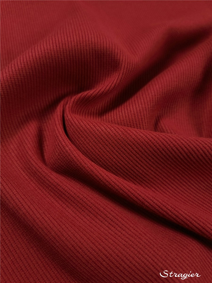Organic Cotton Knitted Ribbing 2x2 - stretch - Plain - Rouge Cerise