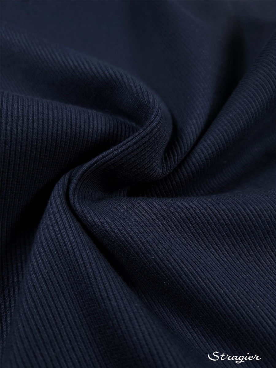 Organic Cotton Knitted Ribbing 2x2 - stretch - Plain - Indigo