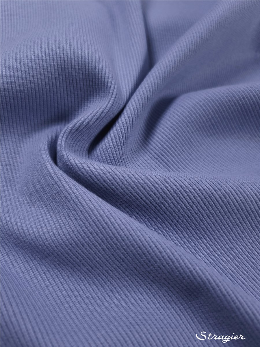 Organic Cotton Knitted Ribbing 2x2 - stretch - Plain - Bleu cendré