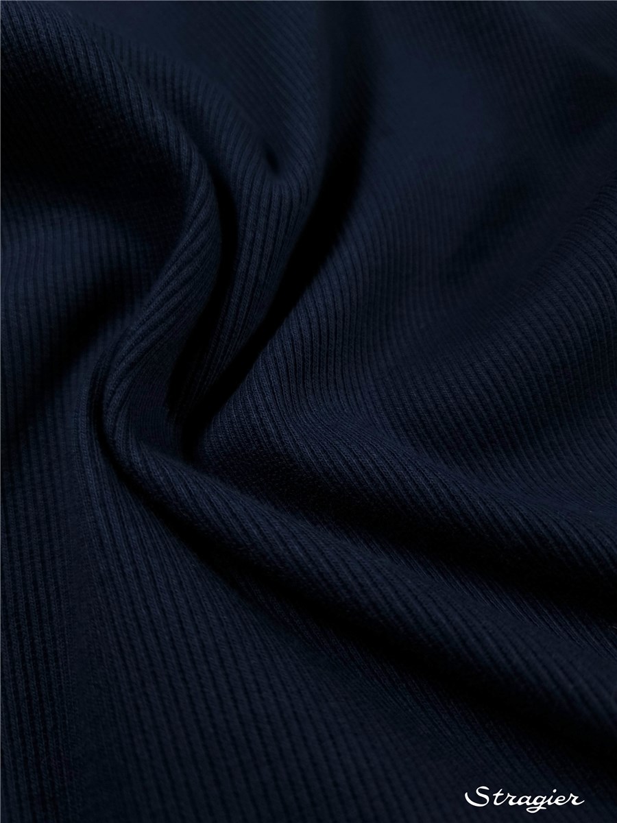 Bord Côte 2x2 - Coton BIO Stretch - Uni - Marine