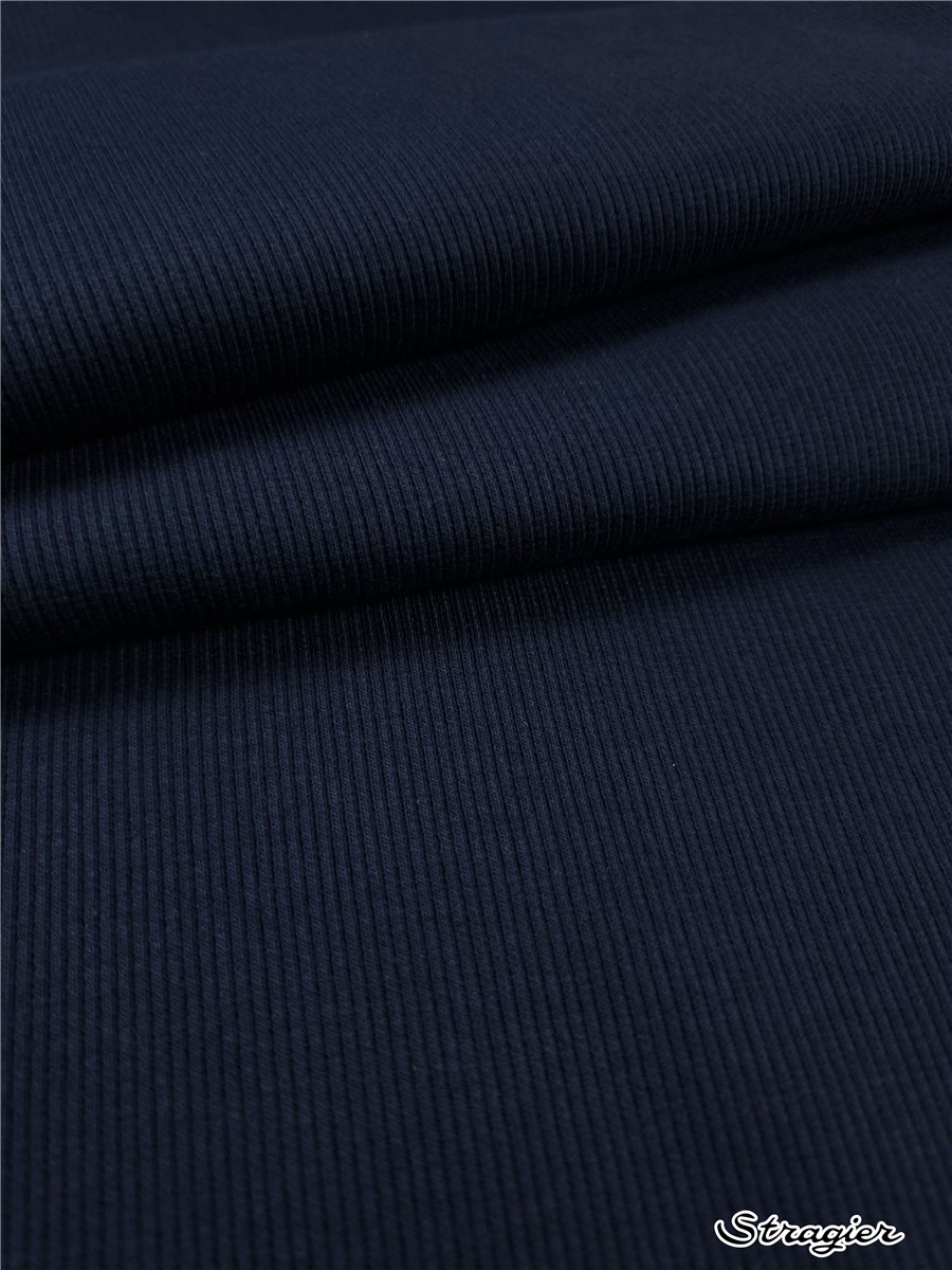 Organic Cotton Knitted Ribbing 2x2 - stretch - Plain - Marine