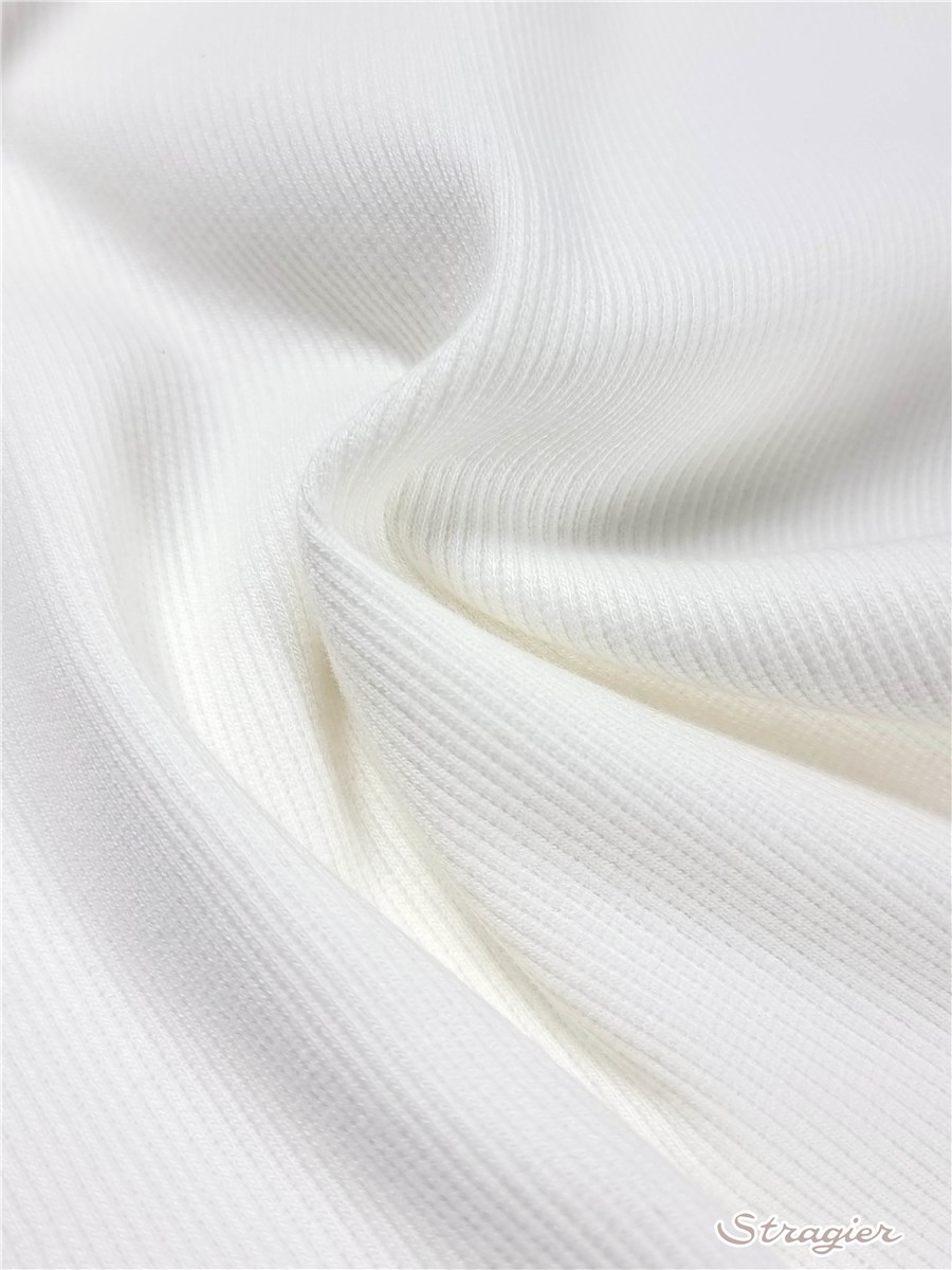 Organic Cotton Knitted Ribbing 2x2 - stretch - Plain - Porcelaine