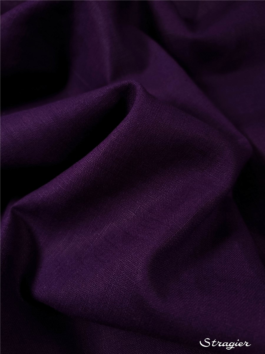 Toile pur Lin - Uni - Aubergine